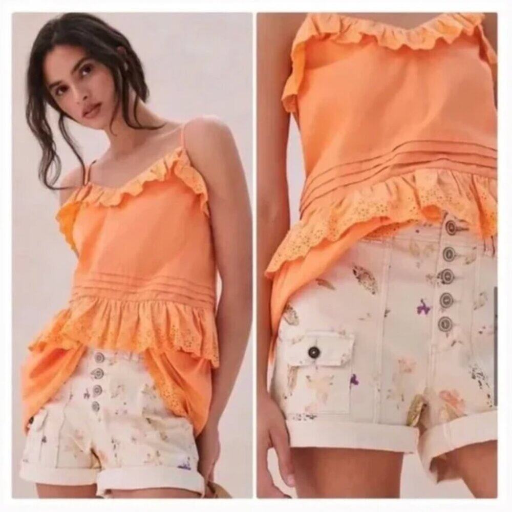 Anthropologie Mare Mare Josephine Tie Strap Ruffle Tank Top